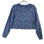 Disney  Stitch Graphic Crop Top Long Sleeve‎ Shirt All Over Print L Space Planets Photo 0
