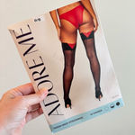 Adore Me Thigh High Stockings 15 Denier Red Lace Detail One Size NWT Photo 0