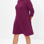 AQUA  womens burgandy mockbeck long sleeve ribbed aline swing skater dress S Photo 0