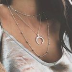 Multilayer Horn Boho Choker Necklace Silver Photo 0