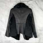 Boutique Ashley B Leather Shearling Wool Zipper Cowl Moto Biker Coat Jacket Black S $1795 Photo 9