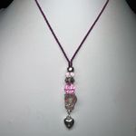 SAQ Art‎ Glass Y Drop Pendant Rope Necklace Pink Photo 4