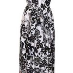 H&M  Women’s Maxi Dress Sleeveless Black White Tropical Pattern Size 4 Vacation Photo 0