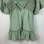 Free People  Easy To Love Cotton Bubble Mini Dress Size Small Sage Green Bohemian Photo 7