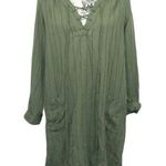 Everly Anthropologie  Green Tee Shirt Tie Up Dress Casual Size M Photo 0