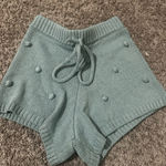 Versona  Teal Knit High Waist Shorts Photo 0