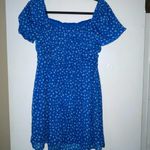 Crystal Doll Blue White Floral Minidress Off the Shoulder Short Sleeves Size L Photo 2