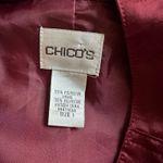 Chico's Chico’s Silky Burgundy Jacket Size 1 Button Front Bomber Y2K Christmas Holiday Photo 1