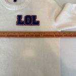 J.Crew  Women's Ivory LOL Varsity Patch Crew Neck Pullover‎ Sweater Small Cute Photo 4