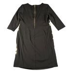 Chico's Womens 1 (8/10) Black Leopard Sheath Dress 3/4 Sleeves Exposed Zipper Photo 9