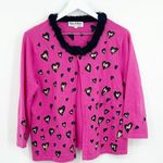 Vintage Y2K Legally Blonde Faux Fur Collar Heart Pink Cardigan Sweater SZ M Size M Photo 3
