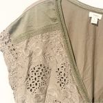 Anthropologie Tiny Size Large Green Embroidered Tatiana Wrap Top Short Sleeve Photo 3