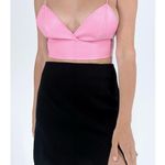 SheIn Women's Faux Leather Pink V-neckline Crop Top Size Small Photo 0