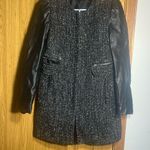 ZARA Black Blazer with Tweed and Leather Contrast Photo 0