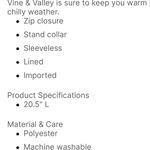 Vine & Valley Puffer Vest Reversible Cozy Zip Jacket Beige Tan Womens M New Photo 8