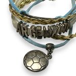 Womens Multi Strand Argentina Forever Soccer Futbol Bracelet Blue Gold White Photo 7