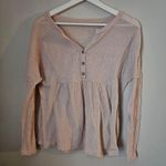 SheIn Thermal Top Long Sleeve V-Neck Button front Casual Neutral Cream Photo 9