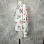 Flynn Skye Get Away Lace Up Front Blouse Day Desire White Red Floral Size US XS Photo 5