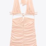 ZARA  MiNi DRESS W/ HALTER V-NECKLINE & TIES Draped Skirt Size S NEW Photo 5