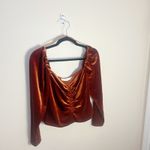 ASTR The Label Vanya Ruched Rust Velvet Top Size Medium Romantic Red Photo 5