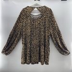 Entro  2X Blouse Top Blouse Babydoll Leopard Animal Print Long Balloon Sleeve Photo 3