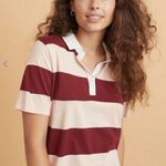 Marine layer  Striped Cropped Rugby Polo Photo 2