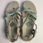 Skechers Women's Memory Foam Sandals in Beige and Aqua Photo 4