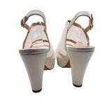 Allegra K New Heels Womens 7 Cream Lace Platform Open Toe Ankle Strap Occasion Photo 4