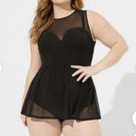 Torrid Plus Size 2 2X D/DD Black Underwire Long Mesh Overlay Swim Dress Swimsuit Photo 0