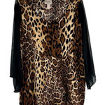 Lavish  Animal Print Cheetah Sheer 3/4 Sleeve Blouse 1X Photo 0