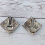 Vintage Clip On Earrings Large Red & Cream Striped Photo 5