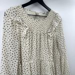 Madewell Smocked Ruffle-Shoulder Midi Dress in Inkbrush Dots Size Medium Photo 2