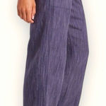 Athleta Cabo Linen Textured Wide Leg Pant Womens Navy Stripe Size Medium Photo 0