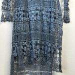 XCVI Fonda Midi Dress Crochet Blue Floral Long Boho Western Coastal Size Medium Photo 9