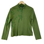 Horny Toad  Athletic Pullover Womens Small Green 1/4 Zip Floral Side Zip Pocket Photo 0