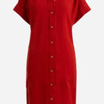 J.Crew  Relaxed-Fit Linen Shirt-Dress Short Sleeve Button Down Red Size Large Photo 0