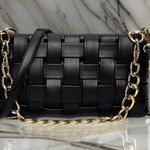 Zenana Outfitters New!Black SOFT VEGAN LEATHER WOVEN WEAVED SHOULDER BAG Photo 1