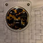 Elliott Lucca Women's White Leather Shoulder Bag With Leopard Design Buckle Photo 3