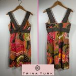 Trina Turk  Flamingo Secret Silk Linen Blend Butterfly Dress Size 2 Photo 8