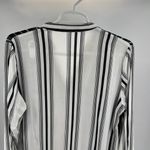 Embroidered tunic Black and White Striped Blouse Red rose Accent button up Size L Photo 8