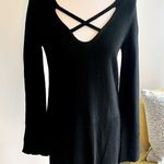 Free People 🌻🌻 Criss Cross Black Linen Blend Tunic Sweater Photo 0