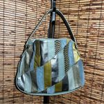 Kate Landry  leather and suede seafoam Blue and Green Patchwork Shoulder Bag Photo 3