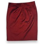Cache Vintage Caché Cranberry Metallic Sheen 9" Slit Pencil Skirt Stretch Size 4 Photo 3