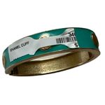 ELIZABETH JULES TIFFANY TEAL BLUE MINT GREEN CLAM CUFF ENAMEL GOLDTONE BRACELET Photo 4