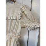 Love Shack Fancy  Nanette Dress Yellow White Stripe Crochet Trim Puff Sleeve M GUC Photo 15