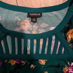 Torrid 0 0X Green Floral Strappy Neckline Babydoll Tank Top Shirt Blouse Photo 2