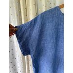 L.L.Bean 100% Linen Scoop Neck Open Chest Pocket Pull Over Tunic Blouse L Photo 2