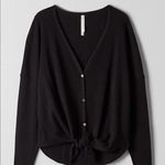 Aritzia The Group Babaton Taurus Button Front Waffle Top Black Size XS Thermal Photo 0