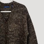 Karen Scott XL Boiled Wool Blend Cardigan Brown Marled Knit 90s Indie Grandpa Photo 2