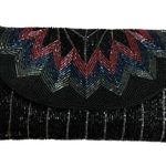 Vintage ADG Beaded Chevron Clutch – 80s/90s Rainbow Glam Black Photo 13